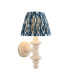 Carnaby Satin Almond White Paint Wall Light with Marlin Blue Fabric Ikat Shade 20cm B22-1