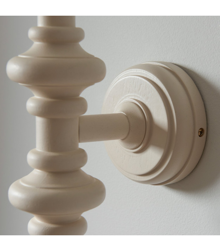 Carnaby Satin Almond White Paint Wall Light with Pearl Grey Fabric Zigzag Shade 20cm B22-7