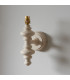 Carnaby Satin Almond White Paint Wall Light with Marlin Blue Fabric Ikat Shade 20cm B22-5