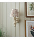 Carnaby Satin Almond White Paint Wall Light with Neutral Print Fabric Ikat Shade 20cm B22-3