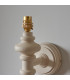 Carnaby Satin Almond White Paint Wall Light with Neutral Print Fabric Ikat Shade 20cm B22-6