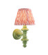 Carnaby Satin Cotswold Green Paint Wall Light with Coral Pink Fabric Ripple Shade 20cm B22-1