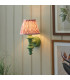 Carnaby Satin Cotswold Green Paint Wall Light with Coral Pink Fabric Ripple Shade 20cm B22-2