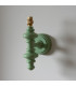 Carnaby Satin Cotswold Green Paint Wall Light with Coral Pink Fabric Ripple Shade 20cm B22-5