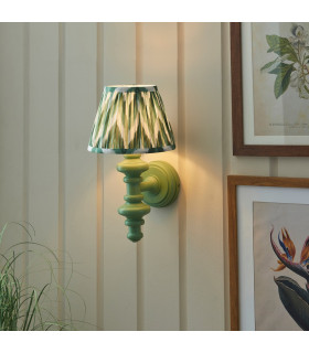 Carnaby Satin Cotswold Green Paint Wall Light with Cotswold Green Fabric Zigzag Shade 20cm B22-2