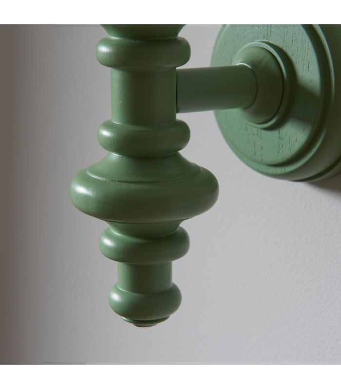Carnaby Satin Cotswold Green Paint Wall Light with Coral Pink Fabric Ripple Shade 20cm B22-7