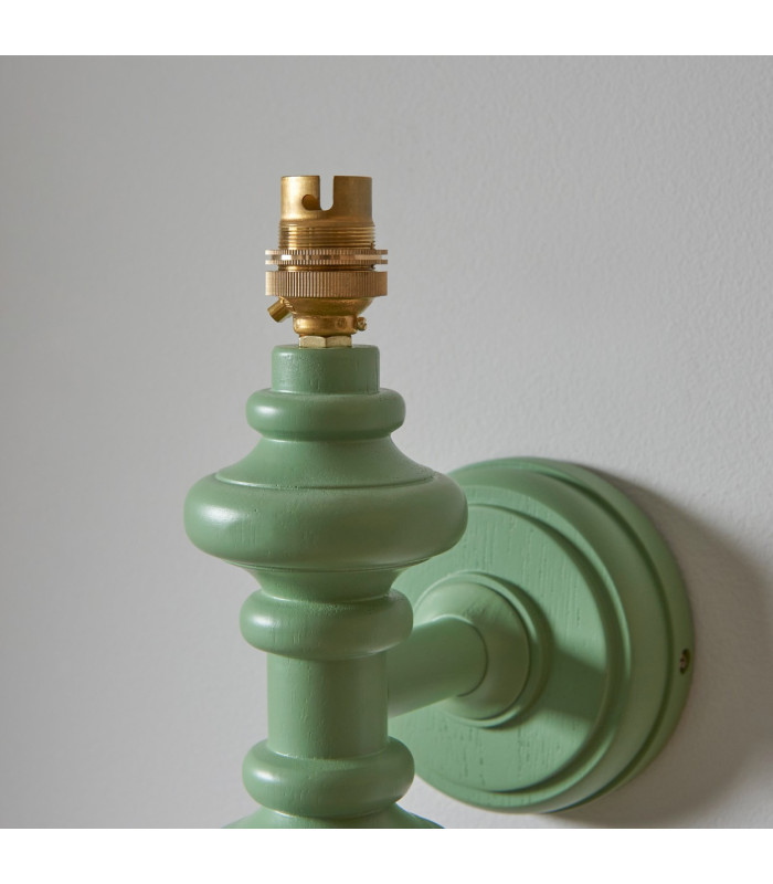 Carnaby Satin Cotswold Green Paint Wall Light with Cotswold Green Fabric Zigzag Shade 20cm B22-6
