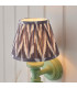 Carnaby Satin Cotswold Green Paint Wall Light with Pearl Grey Fabric Ikat Shade 20cm B22-4