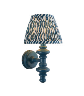 Carnaby Satin Marlin Blue Paint Wall Light with Marlin Blue Fabric Ripple Shade 20cm B22-1