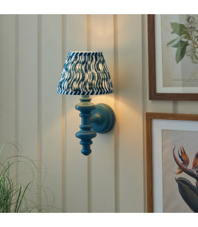 Carnaby Satin Marlin Blue Paint Wall Light with Marlin Blue Fabric Ripple Shade 20cm B22-2