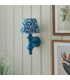Carnaby Satin Marlin Blue Paint Wall Light with Marlin Blue Fabric Ripple Shade 20cm B22-3
