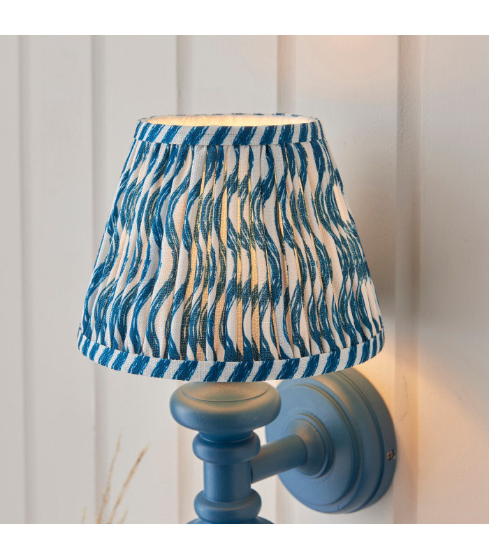 Carnaby Satin Marlin Blue Paint Wall Light with Marlin Blue Fabric Ripple Shade 20cm B22-4