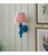 Carnaby Satin Marlin Blue Paint Wall Light with Coral Pink Fabric Ripple Shade 20cm B22-3