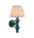 Carnaby Satin Marlin Blue Paint Wall Light with Neutral Print Fabric Ikat Shade 20cm B22-1