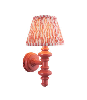Carnaby Satin Pink Clay Paint Wall Light with Coral Pink Fabric Ripple Shade 20cm B22-1