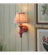 Carnaby Satin Pink Clay Paint Wall Light with Coral Pink Fabric Ripple Shade 20cm B22-2