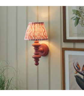 Carnaby Satin Pink Clay Paint Wall Light with Coral Pink Fabric Ripple Shade 20cm B22-2
