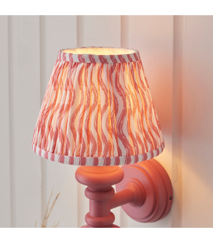 Carnaby Satin Pink Clay Paint Wall Light with Coral Pink Fabric Ripple Shade 20cm B22-4