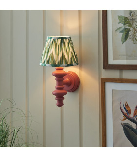 Carnaby Satin Pink Clay Paint Wall Light with Cotswold Green Fabric Zigzag Shade 20cm B22-2