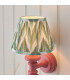Carnaby Satin Pink Clay Paint Wall Light with Cotswold Green Fabric Zigzag Shade 20cm B22-4