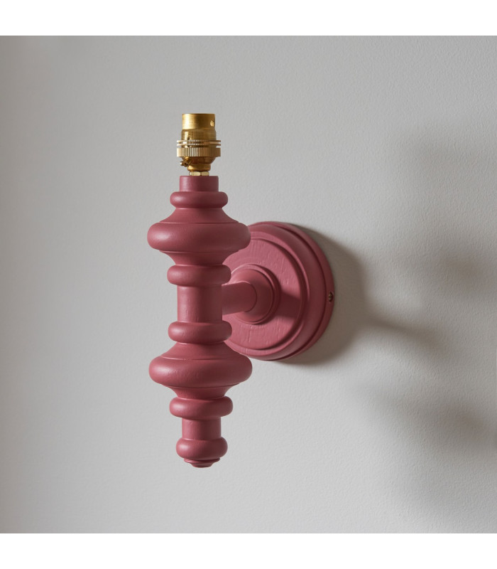 Carnaby Satin Pink Clay Paint Wall Light with Cotswold Green Fabric Zigzag Shade 20cm B22-5