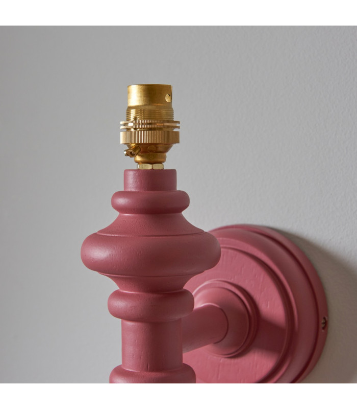 Carnaby Satin Pink Clay Paint Wall Light with Cotswold Green Fabric Zigzag Shade 20cm B22-6