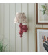 Carnaby Satin Pink Clay Paint Wall Light with Neutral Print Fabric Ikat Shade 20cm B22-3