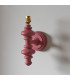 Carnaby Satin Pink Clay Paint Wall Light with Neutral Print Fabric Ikat Shade 20cm B22-5