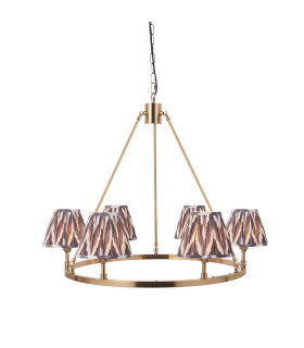 Chester Brushed Aged Brass Plate Pendant Light with Pearl Grey Fabric Zigzag Shade 16cm 6x B22-1