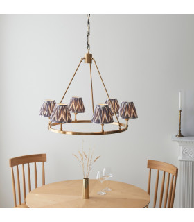 Chester Brushed Aged Brass Plate Pendant Light with Pearl Grey Fabric Zigzag Shade 16cm 6x B22-2