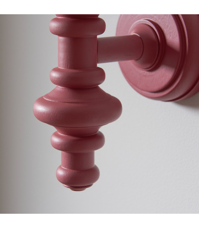 Carnaby Satin Pink Clay Paint Wall Light with Neutral Print Fabric Ikat Shade 20cm B22-7