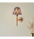 Chester Brushed Aged Brass Plate Wall Light with Pearl Grey Fabric Zigzag Shade 16cm B22-2