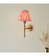 Chester Brushed Aged Brass Plate Wall Light with Coral Pink Fabric Ikat Shade 16cm B22-2