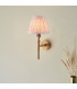 Chester Brushed Aged Brass Plate Wall Light with Peachy Keen Fabric Leaf Shade 16cm B22-2