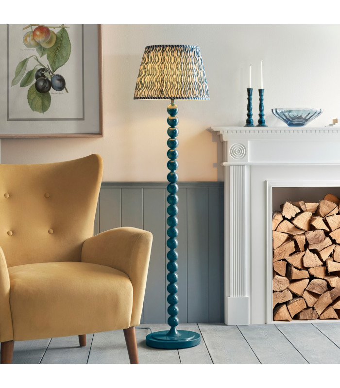 Higgledy Gloss Marlin Blue Paint Floor Lamp with Marlin Blue Fabric Ripple Shade 40cm E27-2