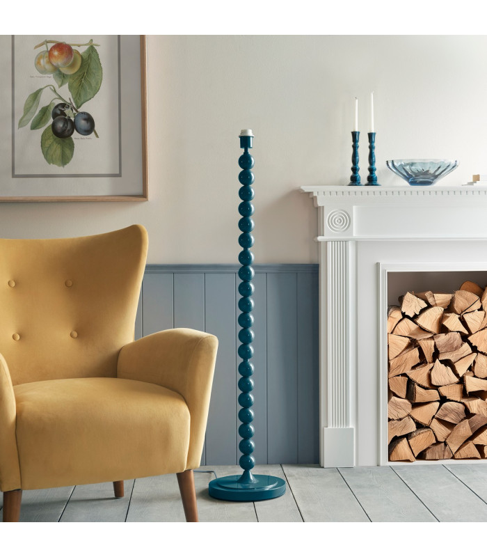 Higgledy Gloss Marlin Blue Paint Floor Lamp with Marlin Blue Fabric Ripple Shade 40cm E27-5