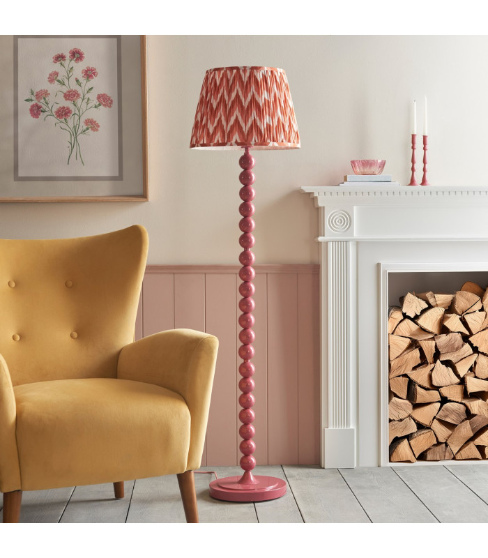 Higgledy Gloss Pink Clay Paint Floor Lamp with Apricot Orange Fabric Zigzag Shade 40cm E27-3