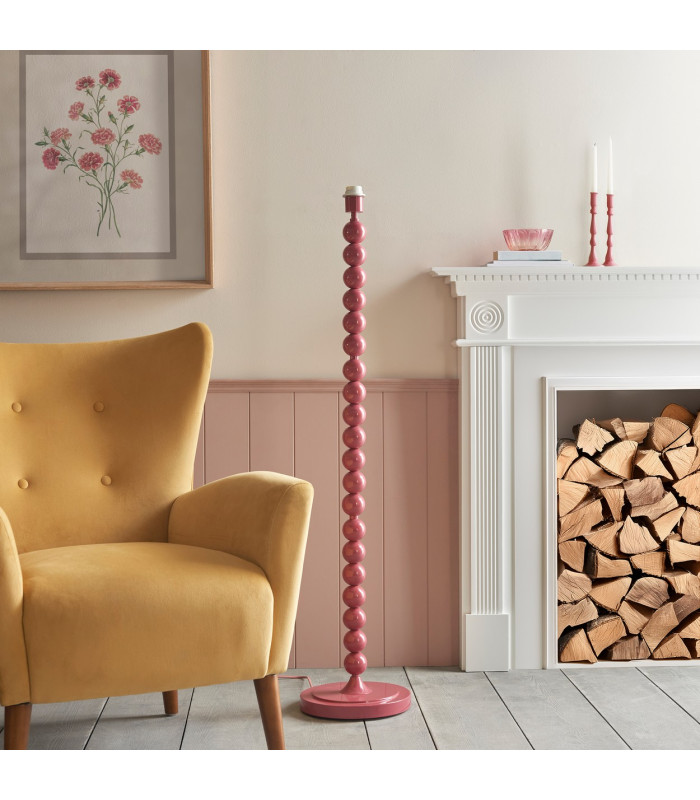 Higgledy Gloss Pink Clay Paint Floor Lamp with Apricot Orange Fabric Zigzag Shade 40cm E27-5
