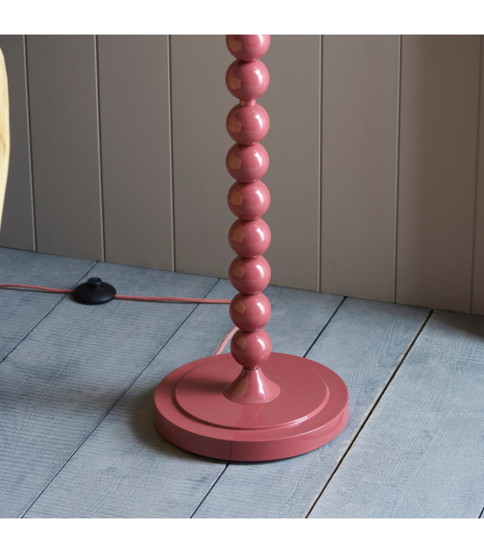 Higgledy Gloss Pink Clay Paint Floor Lamp with Apricot Orange Fabric Zigzag Shade 40cm E27-6