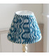 Higgledy Gloss Almond White Paint Table Lamp with Marlin Blue Fabric Ripple Shade 25cm E14-4