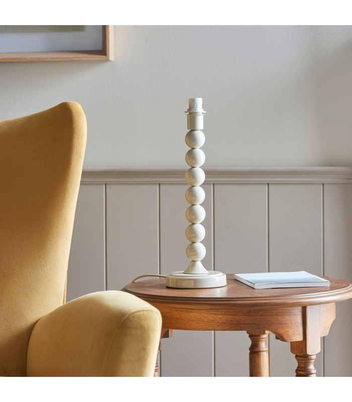 Higgledy Gloss Almond White Paint Table Lamp with Marlin Blue Fabric Ripple Shade 25cm E14-5