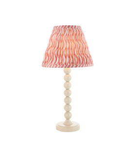 Higgledy Gloss Almond White Paint Table Lamp with Coral Pink Fabric Ripple Shade 25cm E14-1