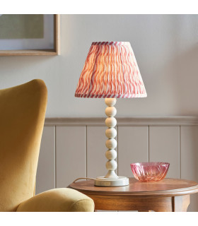 Higgledy Gloss Almond White Paint Table Lamp with Coral Pink Fabric Ripple Shade 25cm E14-2