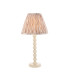 Higgledy Gloss Almond White Paint Table Lamp with Neutral Print Fabric Ikat Shade 25cm E14-1