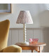Higgledy Gloss Almond White Paint Table Lamp with Neutral Print Fabric Ikat Shade 25cm E14-3