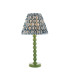 Higgledy Gloss Cotswold Green Paint Table Lamp with Marlin Blue Fabric Ripple Shade 25cm E14-1
