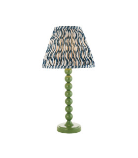 Higgledy Gloss Cotswold Green Paint Table Lamp with Marlin Blue Fabric Ripple Shade 25cm E14-1