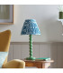 Higgledy Gloss Cotswold Green Paint Table Lamp with Marlin Blue Fabric Ripple Shade 25cm E14-3
