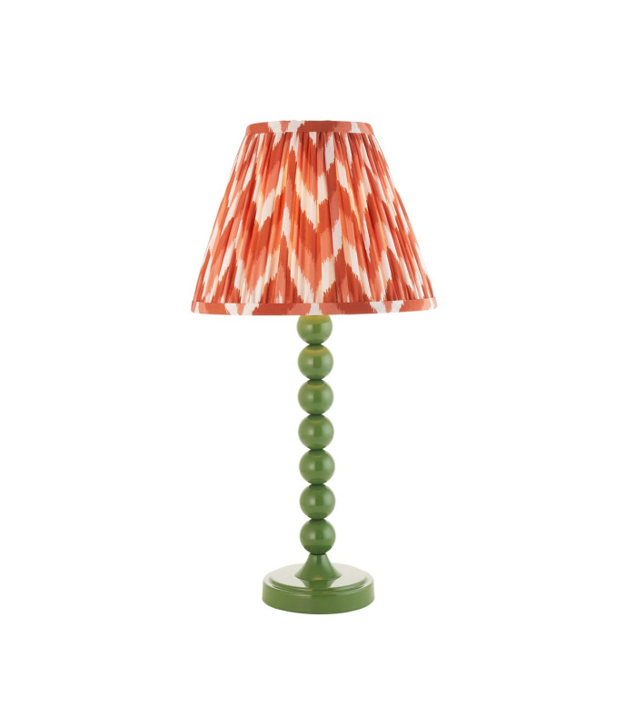 Higgledy Gloss Cotswold Green Paint Table Lamp with Apricot Orange Fabric Zigzag Shade 25cm E14-1