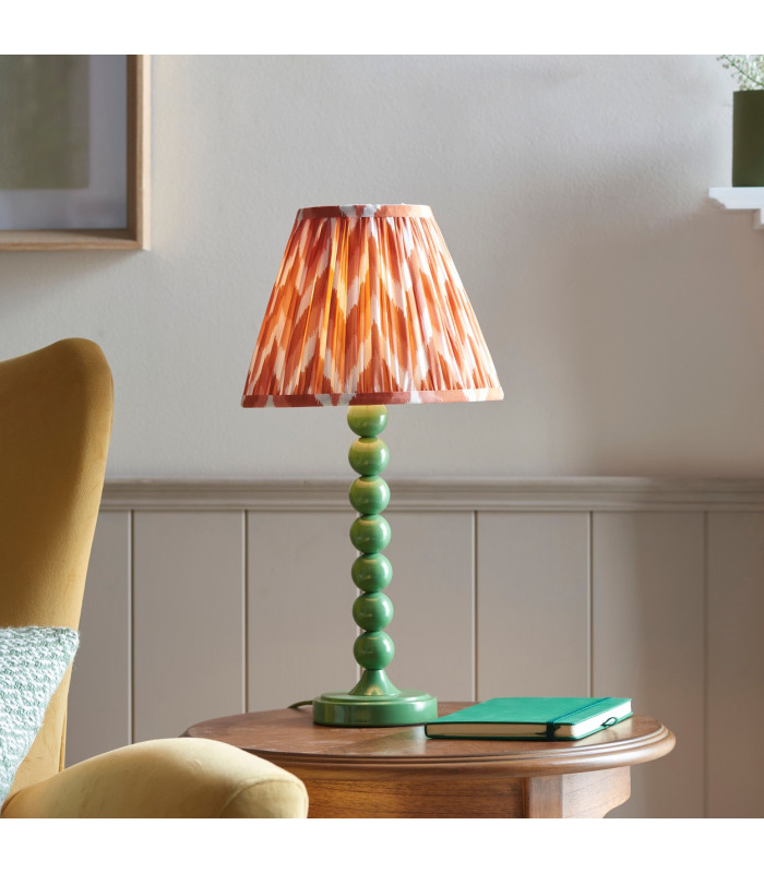 Higgledy Gloss Cotswold Green Paint Table Lamp with Apricot Orange Fabric Zigzag Shade 25cm E14-3